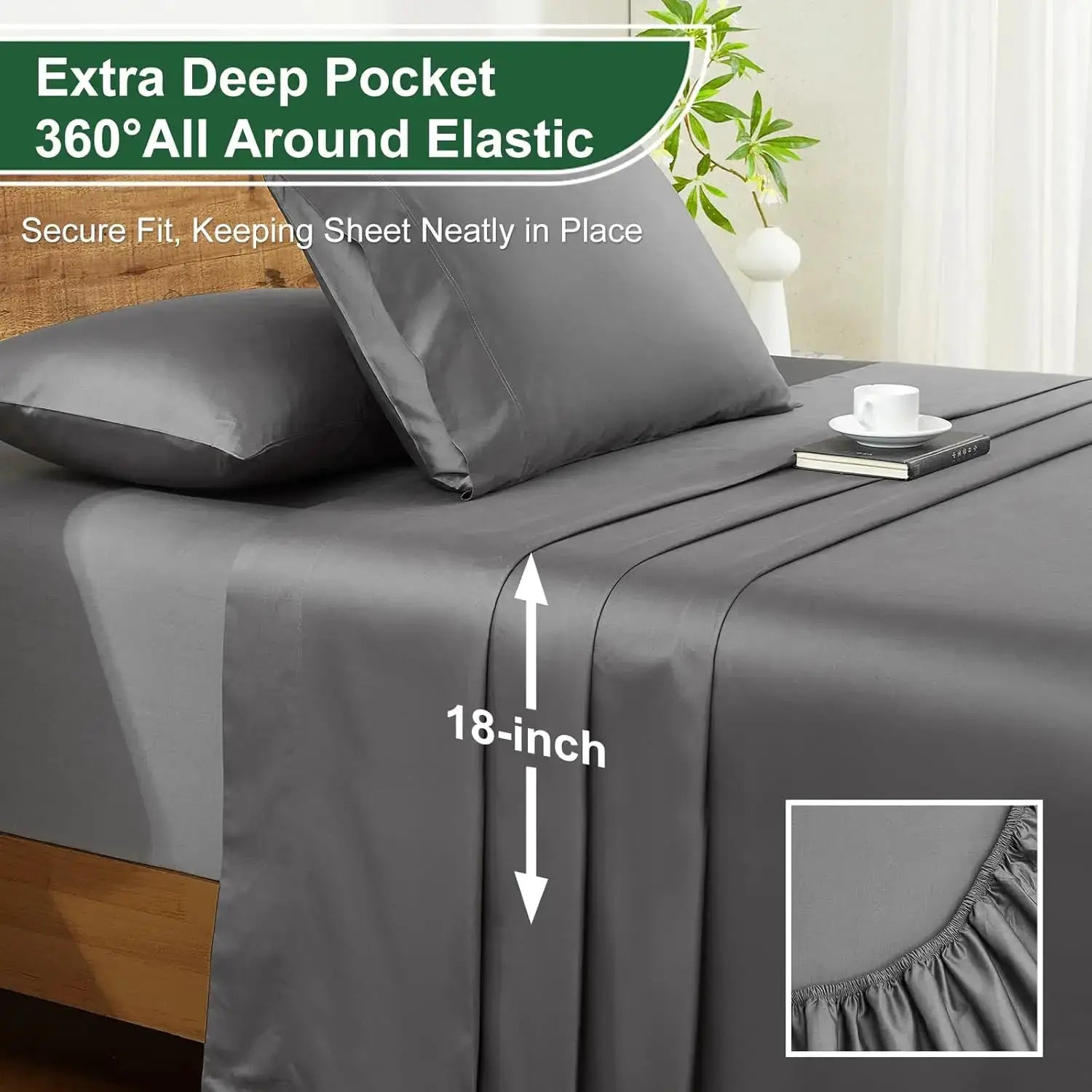 Egyptian Cotton Sheets Queen Size 6 Piece Set - 1200 Thread Count Deep Pocket Breathable Cooling Bed Sheets from PriceLows™