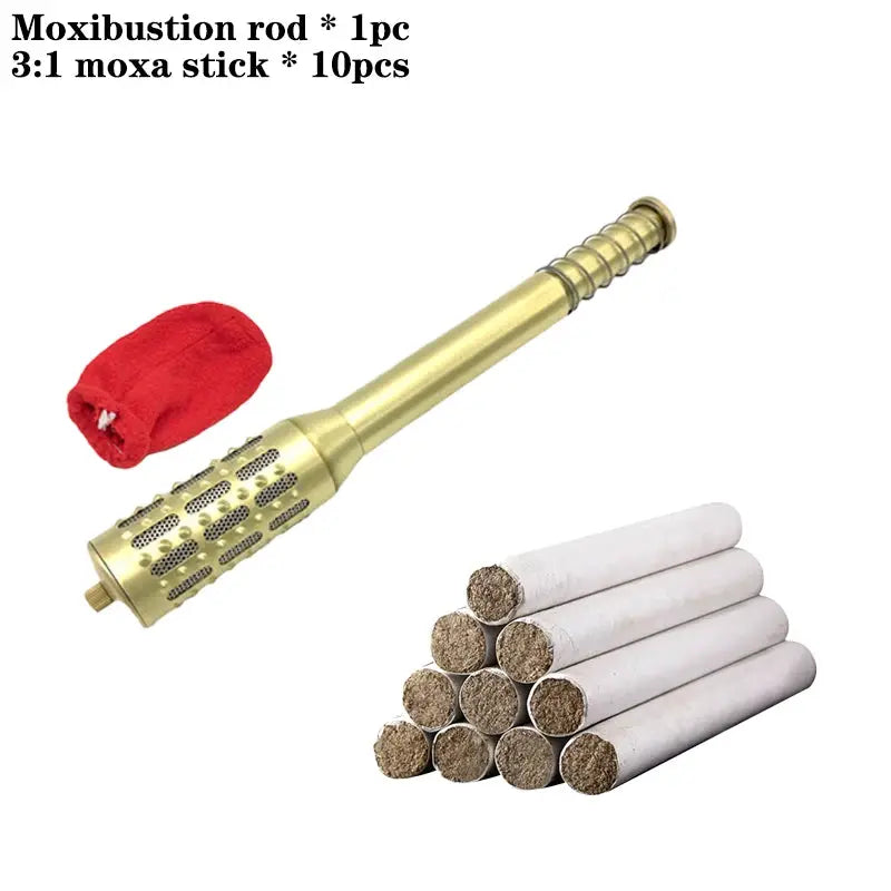 Brass Moxibustion Rod | Rotable Body Massager | Skin Tightening Meridian Tool