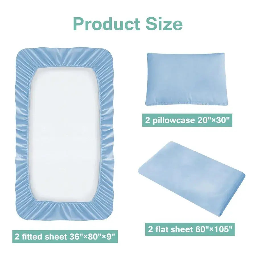 Hospital Bed Sheets Set 6 Piece for Home Use and Hospital Use 2 Fitted Sheets 36809, 2 Flat Sheets and 2 Pillowcases, Blue from PriceLows™