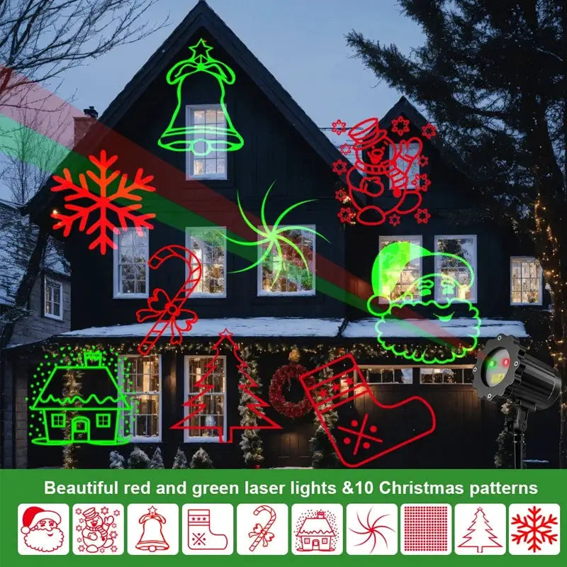 Landscape Laser Projector | IP65 Waterproof | Red Green Beam | Holiday Decor