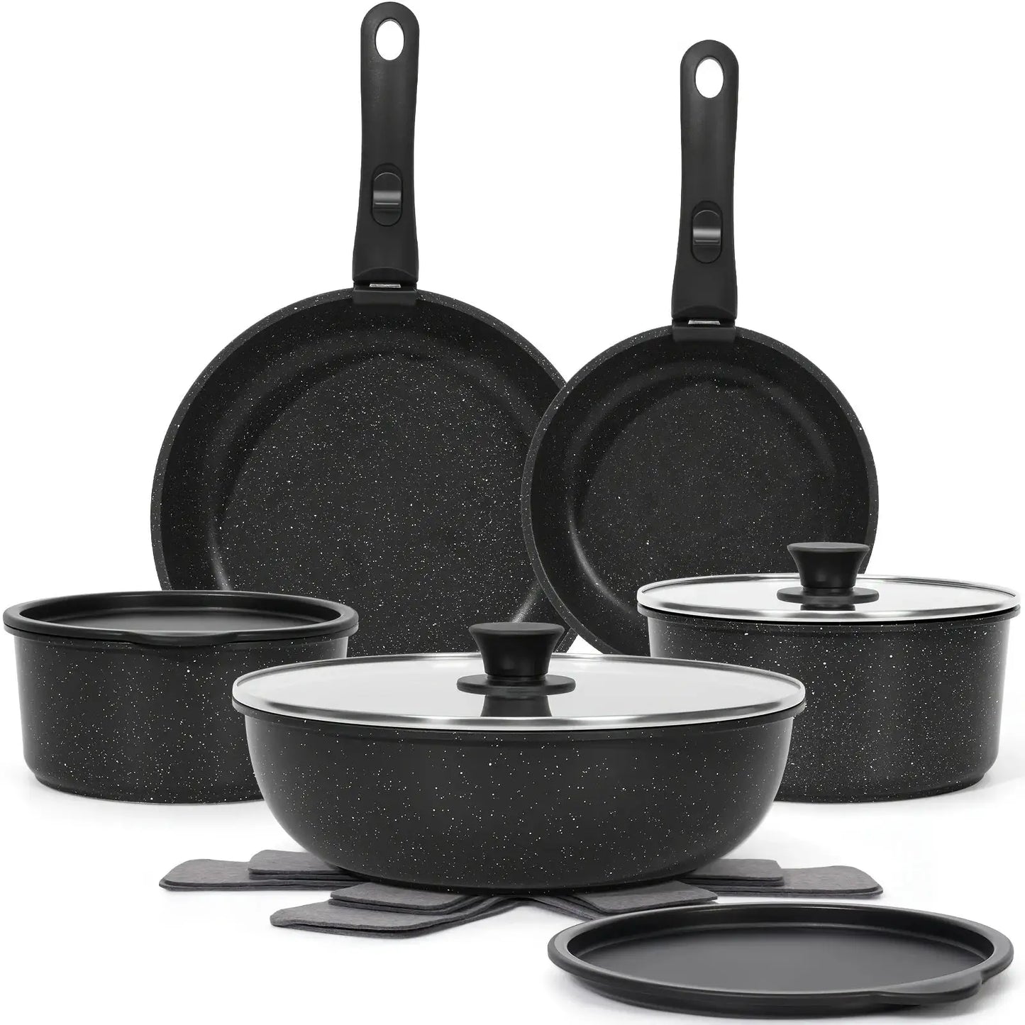 15 Pots And Pans Set Set, Non-Stick Kitchen Cooking Set with Removable Handles, Crock Pot, Cooking Pot, Steamer, Pan Oven Safe Non-Stick Cookware Set, Sautéing And Cooking, Home Essentials, Kitchen Gadgets, Potluck Party from PriceLows™