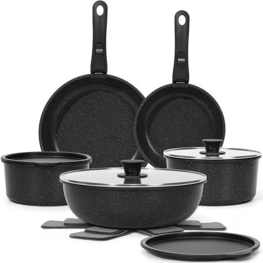 15 Pots And Pans Set Set, Non-Stick Kitchen Cooking Set with Removable Handles, Crock Pot, Cooking Pot, Steamer, Pan Oven Safe Non-Stick Cookware Set, Sautéing And Cooking, Home Essentials, Kitchen Gadgets, Potluck Party from PriceLows™