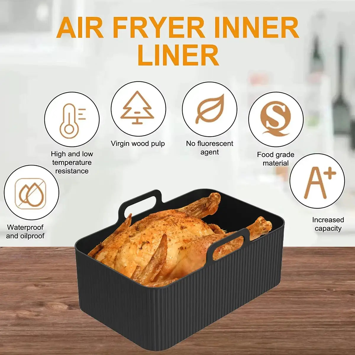 Air Fryer Silicone Pan | Heat Resistant | Rectangle Pan | 2 Pack