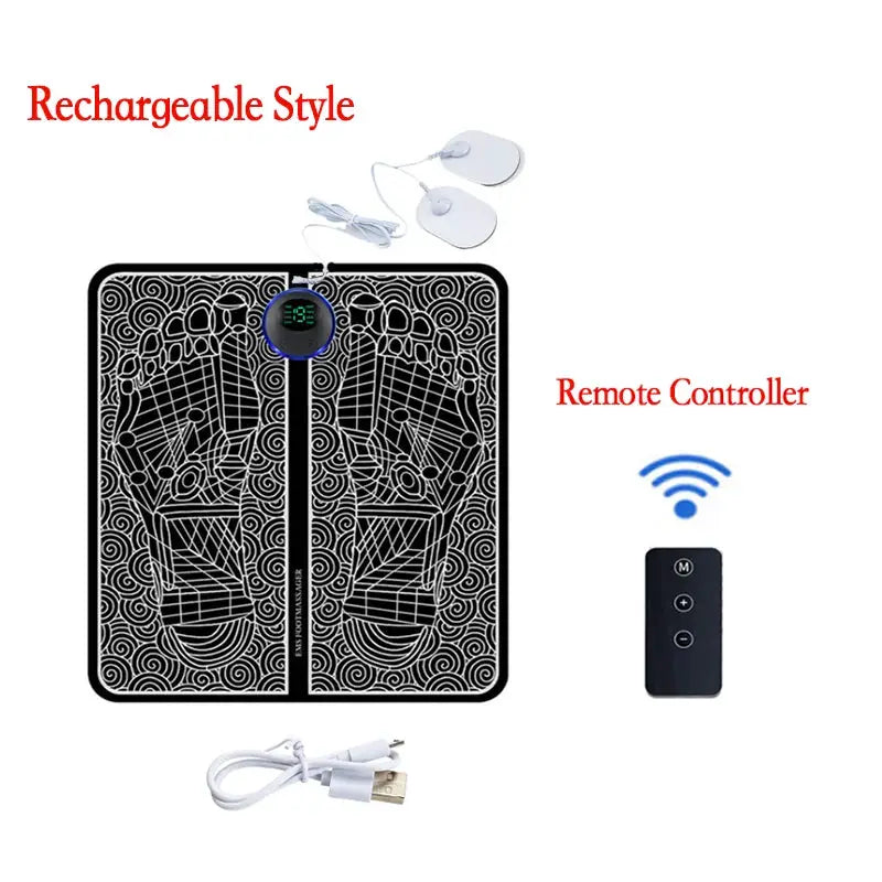 EMS Foot Massager Mat | 8 Modes 19 Levels | Rechargeable USB | Remote Controlled
