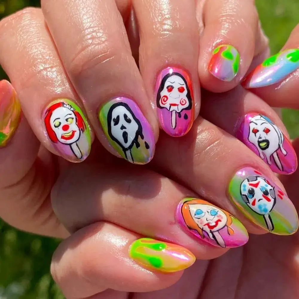 Press On Nails | Short Square | Red French Tip Spider Web | 24 Piece Set