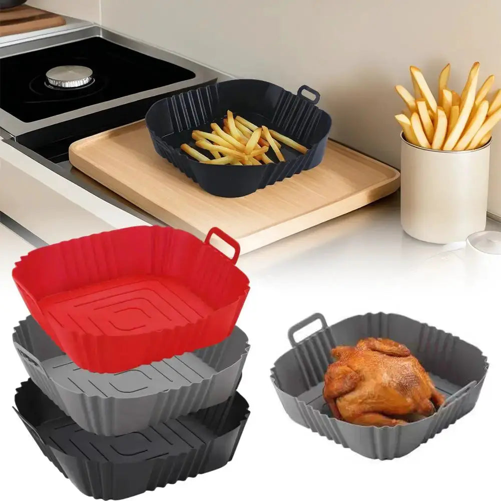 Reusable Silicone Air Fryer Liner | Square 22Cm | Non Stick Handles