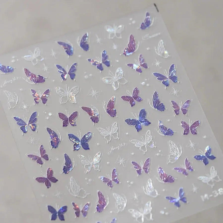1Pcs 5D Embossed Aurora Butterfly Nail Art Stickers Self Adhesive Decals For Nails Decoration DIY 3D Acrylic Nail Supplies Parts from PriceLows™