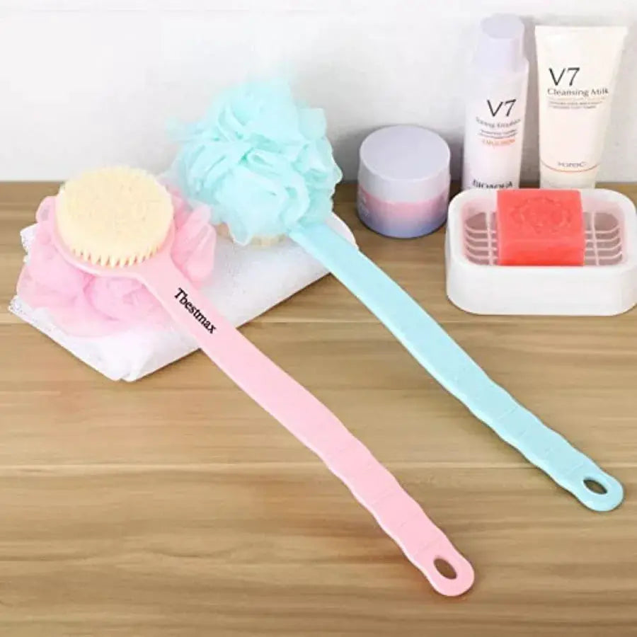 Loofah Back Scrubber | Long Handle | Soft Mesh Sponge | One Size