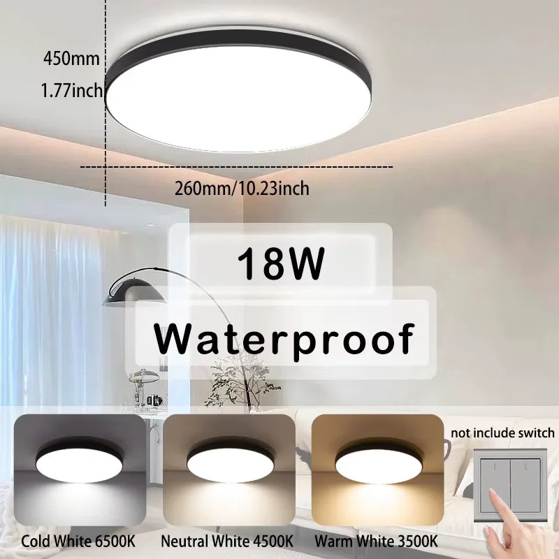 Waterproof LED Ceiling Light | 30W-40W | 220V | Black
