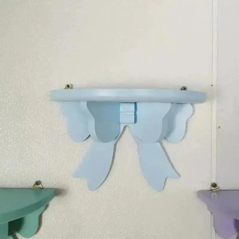 1 Pcs Wooden Decorative Shelves Girls' Room Organizer Holder Pink Wall Shelf Decor Frame Bows Decoration Wooden Storage Rack from PriceLows™