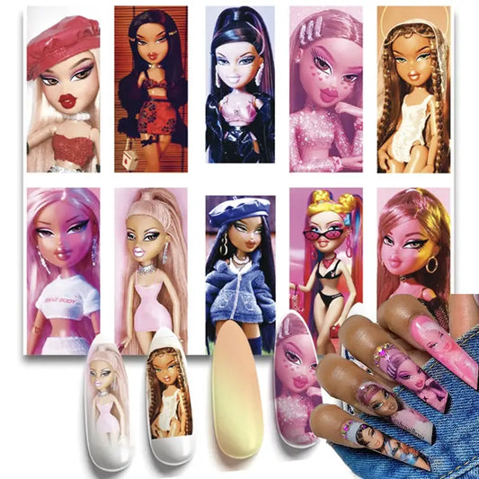 1Pc 3D Doll Design Nail Stickers Self Adhesive Transfer Sliders Decals Manicure Tip Wraps Foil Nails DIY Decoration from PriceLows™
