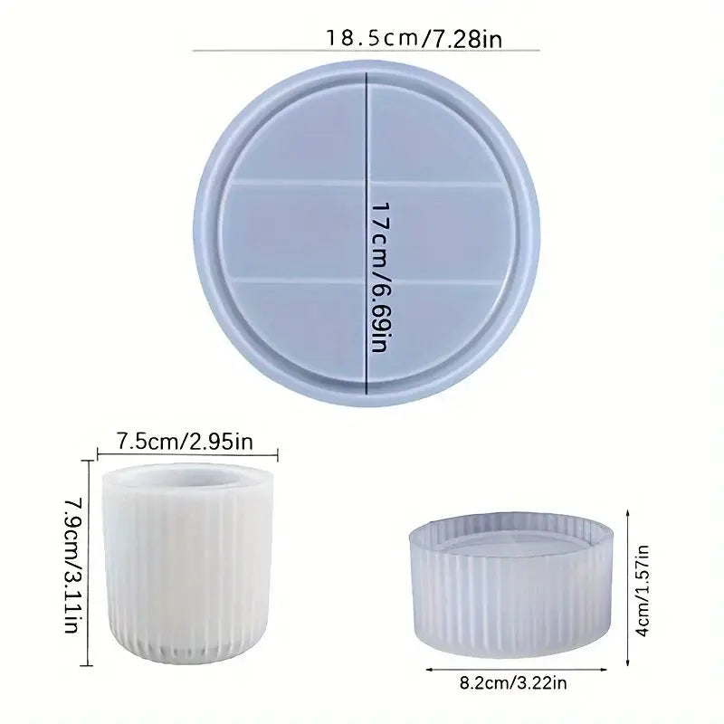 3 Pcs Silicone Molds | Round Tray | Epoxy Concrete Resin DIY