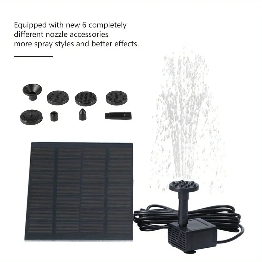 Solar Fountain with 6 Nozzles - 1.4W Solar Panel Floating Water Pump for Bird Baths, Pools, Garden DIY Waterfall Yard Decor from PriceLows™