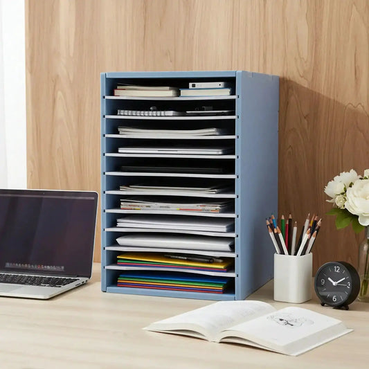 Desktop File Sorter | 11 Slots Vertical | Stackable Paper Organizer from PriceLows™