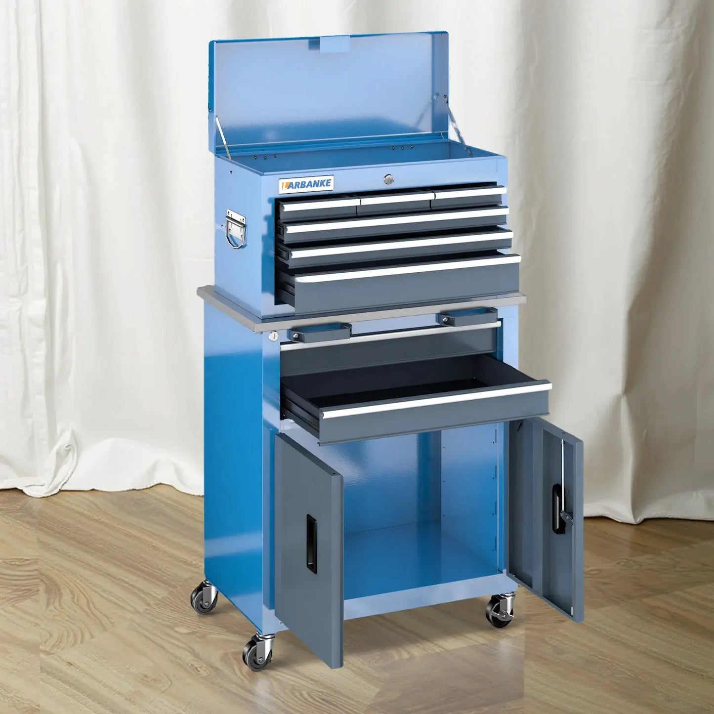 8-Drawer Rolling Tool Chest with Wheels and Door,Stainless Steel Countertop,Sliding Drawer,Large Workbench Forming Tool Chest fo from PriceLows™
