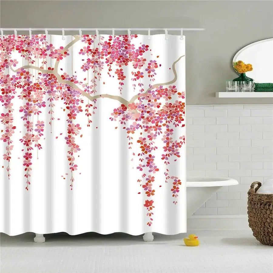 3D Flower Plum Blossom Lotus Lavender Rose Shower Curtains Bathroom Curtain Frabic Waterproof Polyester Bath Curtain with Hooks from PriceLows™