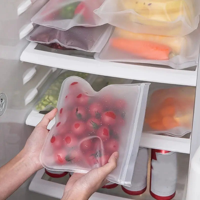 Silicone Food Storage Bags | 5pc Set | Reusable BPA Free | Fruit And Veg Storage