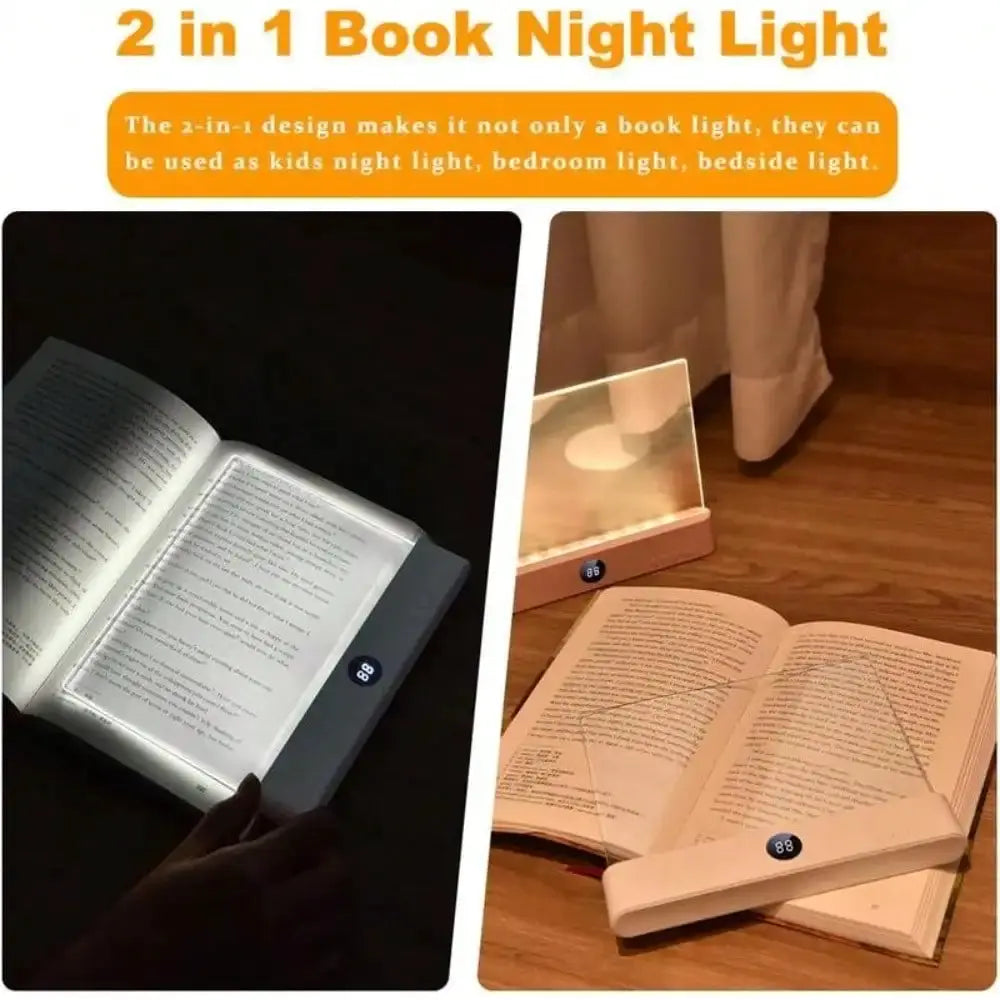Book Light, Rechargeable Clear LED Flat Reading Light With & Timer, Dimmable Panel Plate Lamp Book Full Page Light For Reading In Bed At Night,Funny Gifts For Readers from PriceLows™