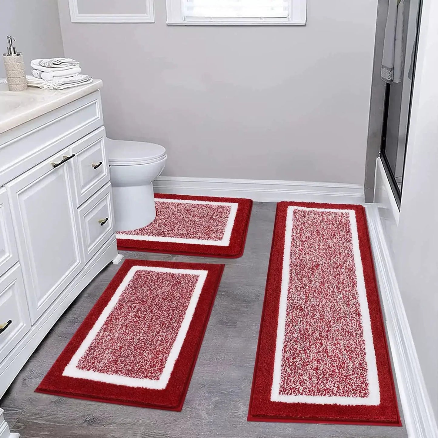 Washable Microfiber Bathroom Rugs Set 3pcs/set Non Slip Absorbent Bath Mats for Bathroom Floor / Shower Mat/ Bathroom Rug/욕실 카펫 from PriceLows™