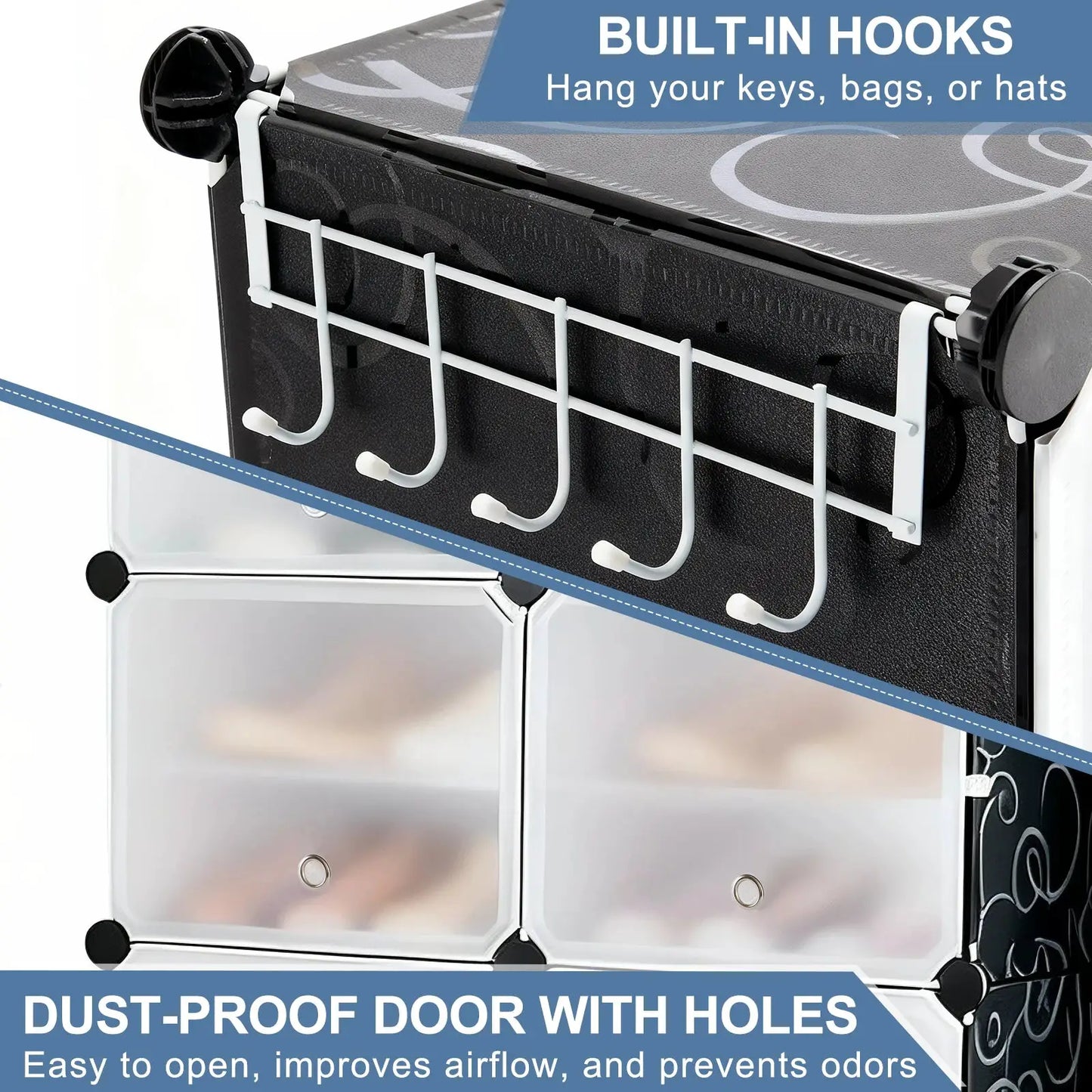 JHK 6-Tier Plastic Stackable Shoe Storage Cabinet with Door Multilayer Shoe Shelves Organize for Space Saving Cabinet Home from PriceLows™
