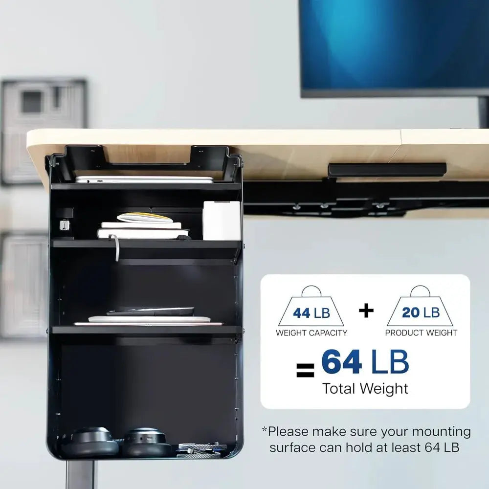 Under Desk Storage Cabinet, High acity Shelving Unit with Height Adjustable Shelves, Holds 44 lbs, Black, DESK-SC01 from PriceLows™