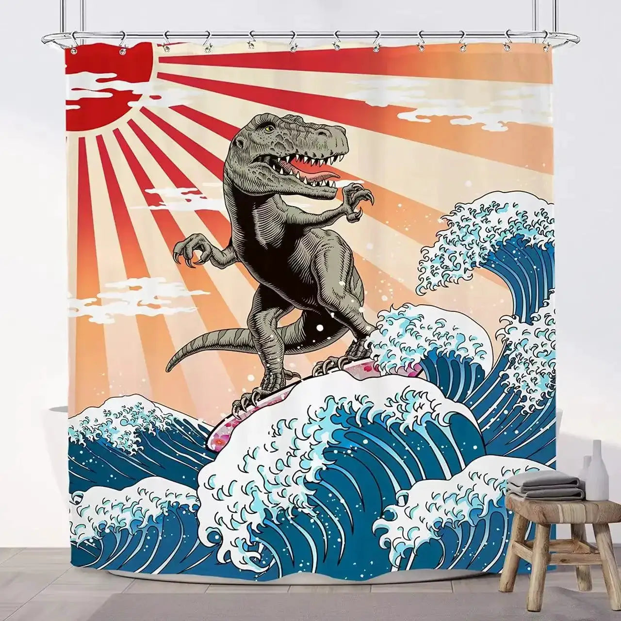Funny Kids Shower Curtains For Bathroom Decor Corgi Cute Dog Riding Shark Nautical Ocean Boys Animal Hilarious Fabric Polyester from PriceLows™