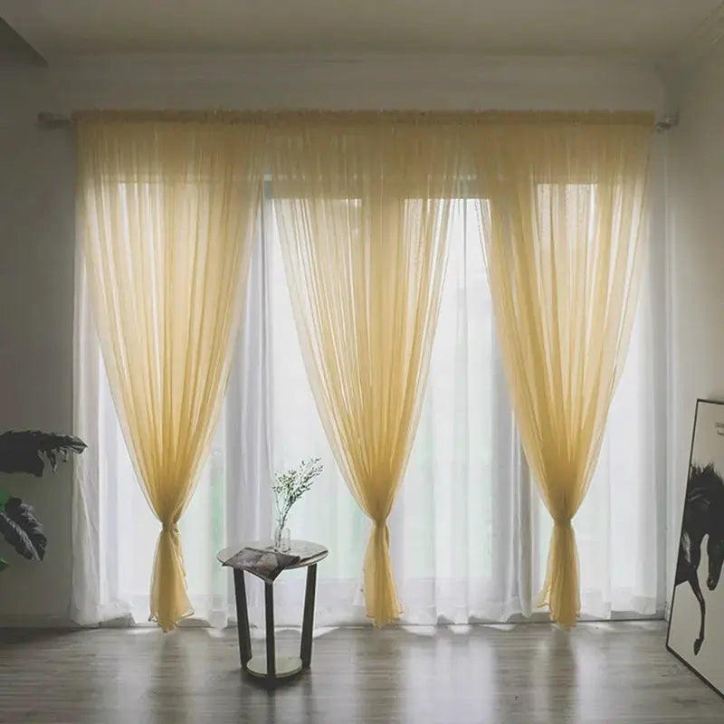 100x200cm 1PC Solid Color Sheer Curtain For Living Room Window String Curtains Bedroom Drape Panel Tulle Treatments from PriceLows™