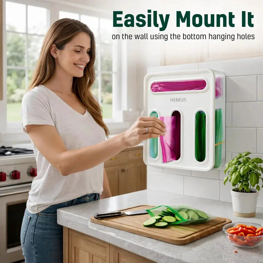 Food Storage Bag Organizer | Drawer Mount | 4 In 1 | Fits All Bag Sizes