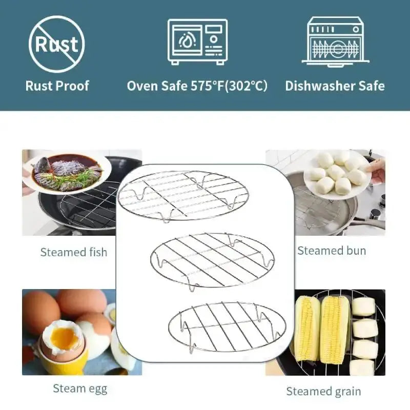 Cooling Rack | Stainless Steel Round | 6 To 8 Inch | Oven Air Fryer Safe