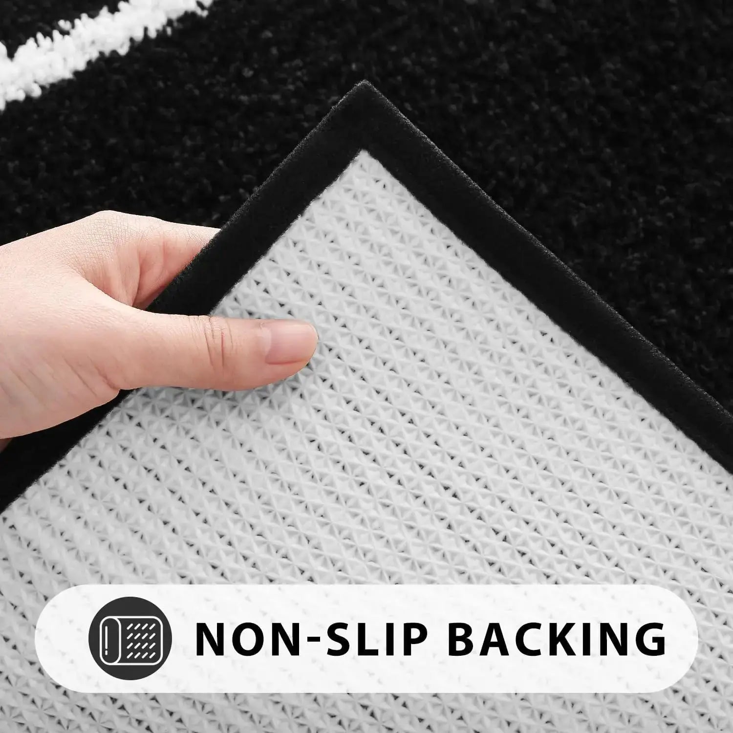 3-Piece Black Bathroom Mat Set, Non-Slip, Machine Washable, Soft Shaggy Microfiber Absorbent Bath Mat Set with U Shaped from PriceLows™