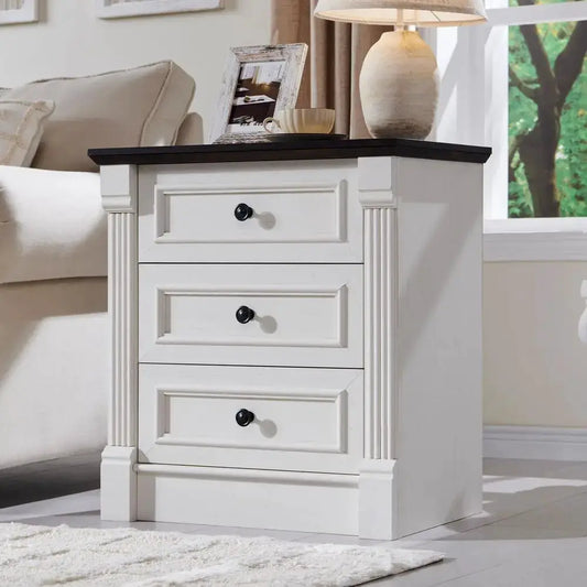 26 High Nightstand with Charging Dock, 23.6 Wide End Table with Column, Rustic Wooden Side Table with Metal Handle, Suitable for from PriceLows™