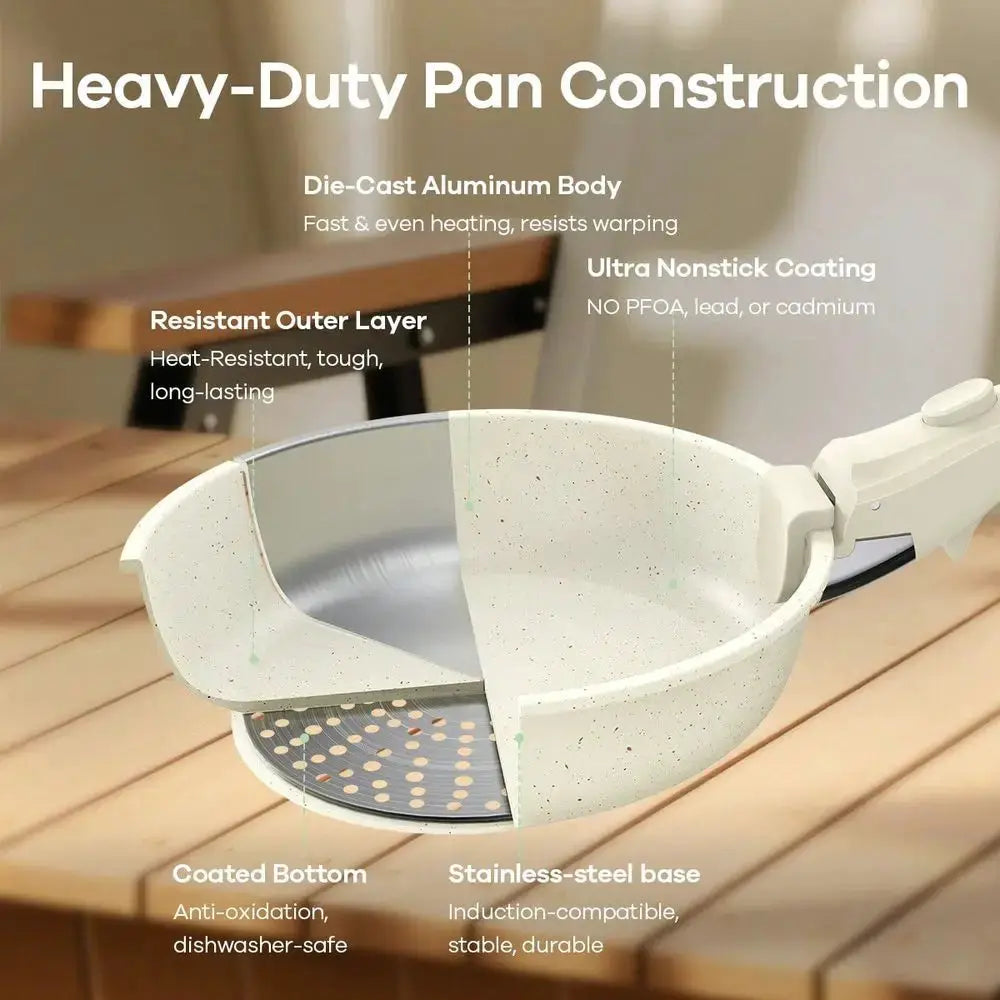 27pcs Ceramic Nonstick Kitchen Pots And Pans Set Cookware Sets With Removable Handles, Oven & Dishwasher, Stackable, Induction Ready, Including Frying Pans, Sauce Pans, Beige from PriceLows™