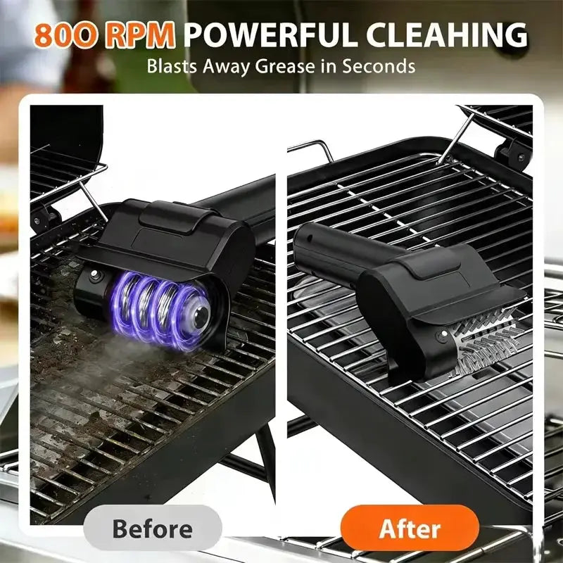 Electric BBQ Brush | 18000 RPM Motor | 2000mAh Battery | Cordless Grill Cleaner