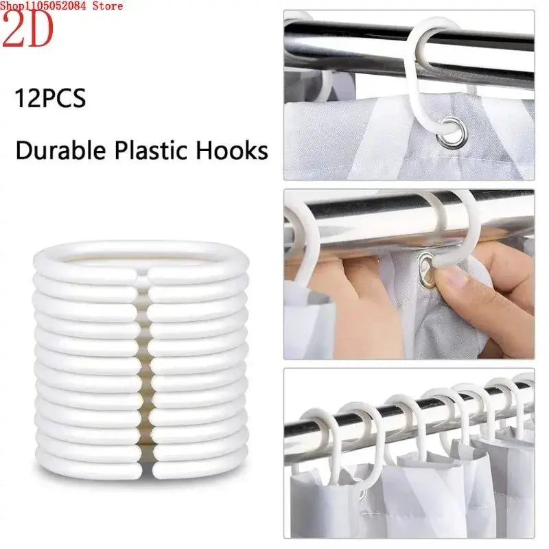Universal Fit Shower Curtain With Hooks Set For Bathroom Decor And Water Control from PriceLows™