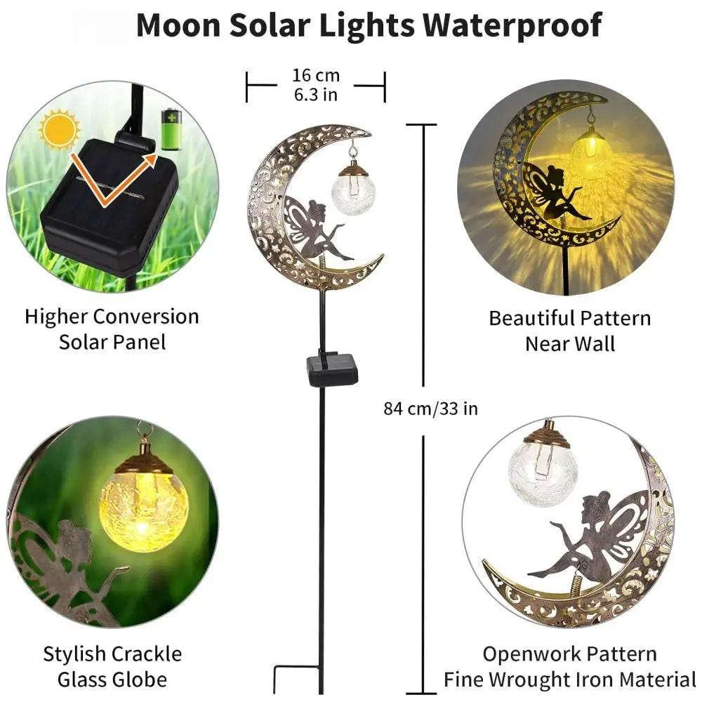 Solar Garden Statues Outdoor Decor Fairy Moon Figurine Light Stake Ornament for Patio, Lawn, Yard, Pathway gift for Mom Grandma from PriceLows™