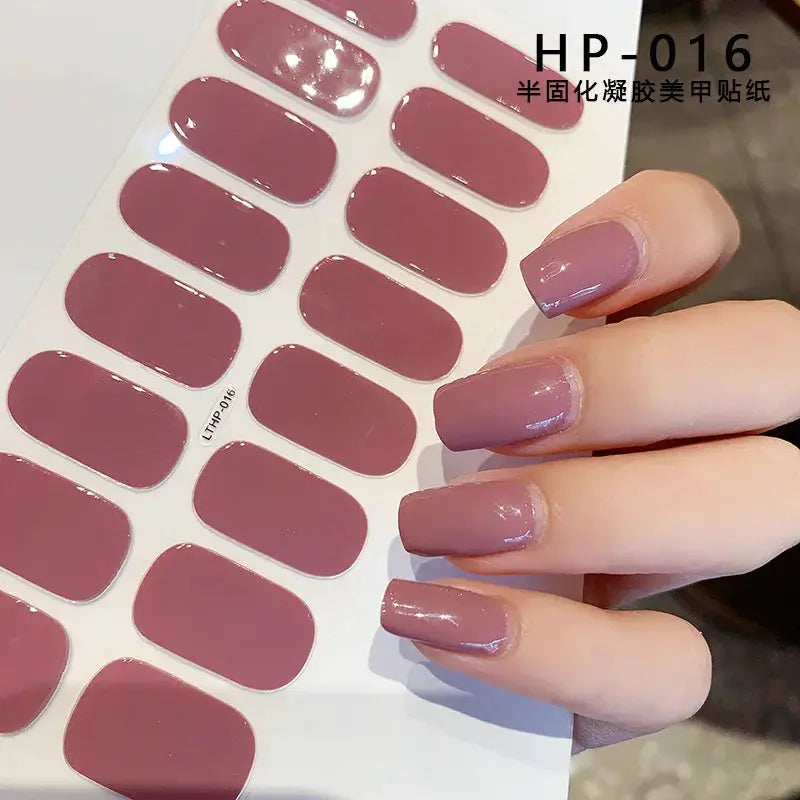 Semi Cured Wraps Fast Gel Nail Sticker Soild Nail Gel Wraps Adhesive Full Cover Gel Nail Decal UV Lamp Cured Manicure Decoration from PriceLows™