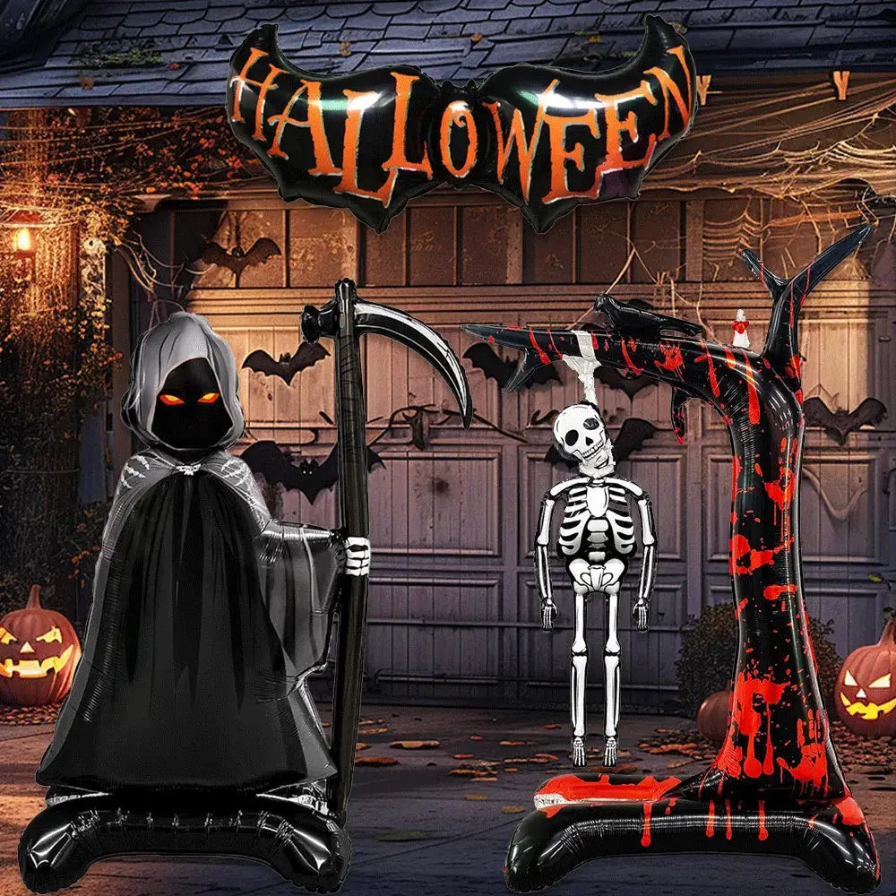 Standing Halloween Foil Balloon | Grim Reaper Design | Aluminum Foil | Extra Large