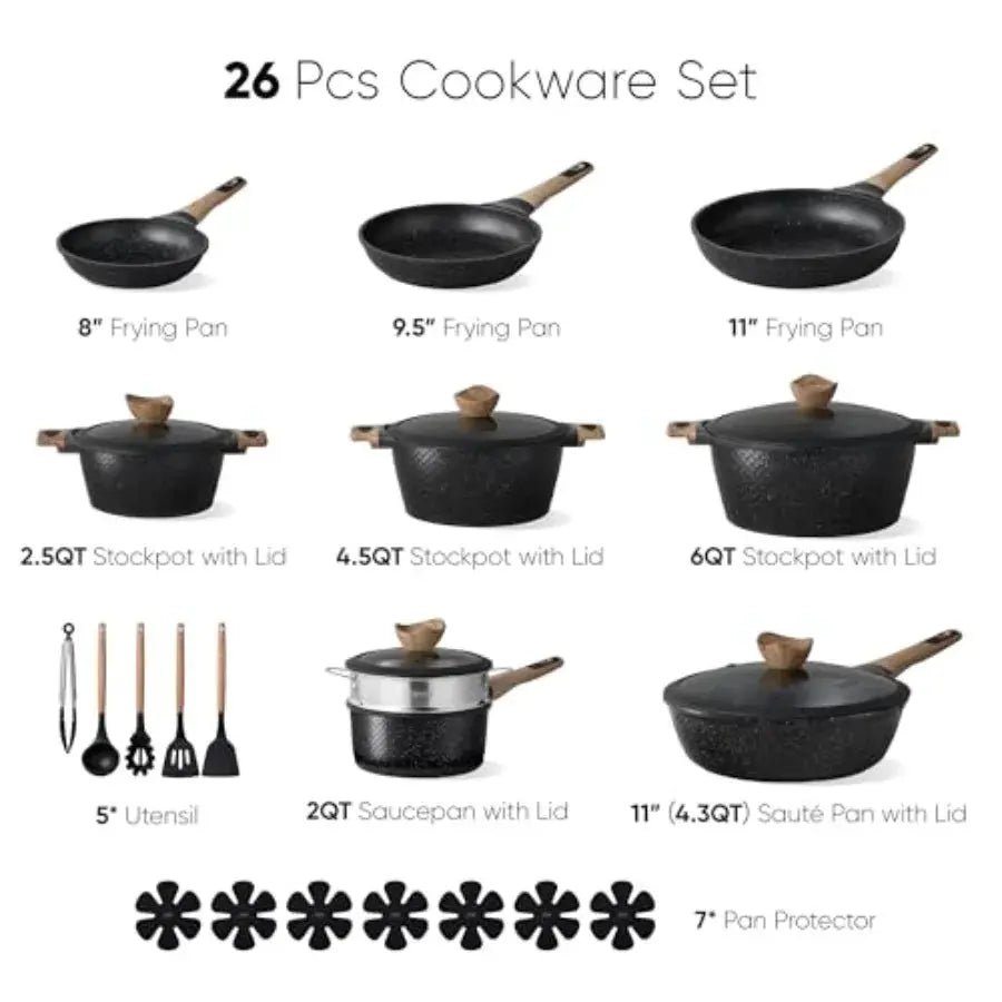 Pots and Pans Set Non Stick, Cookware Set Pots and Pans Induction Cook Ware, Nonstick Kitchen Cooking, PFOA Free from PriceLows™