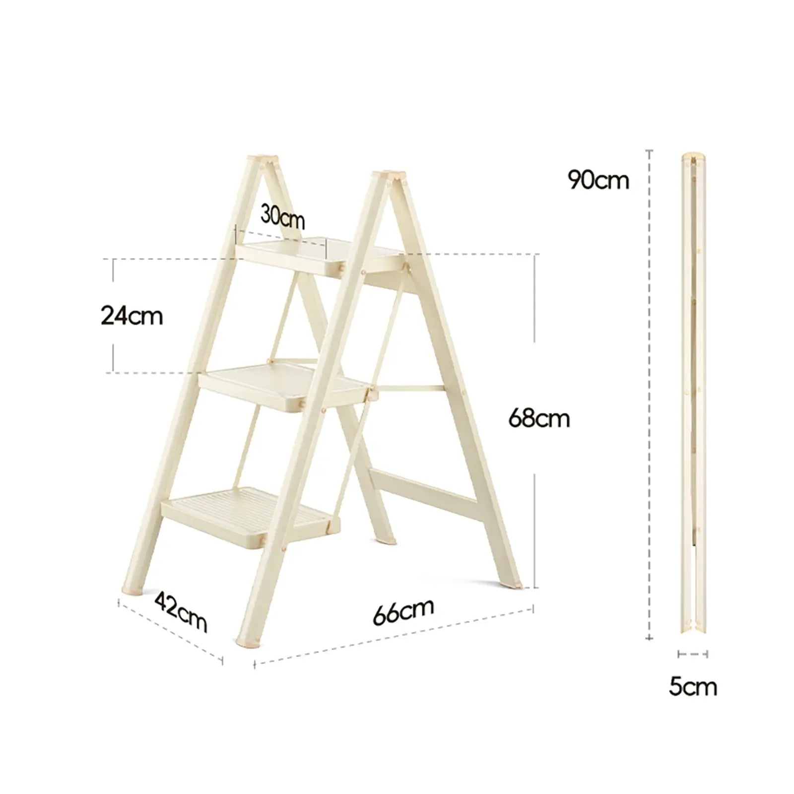 Stepladder, 3 Tiers, Foldable, Aluminum, Lightweight, Ladder, Load Capacity 330.7 lbs (150 kg), Includes Tray,Large Cleaning from PriceLows™