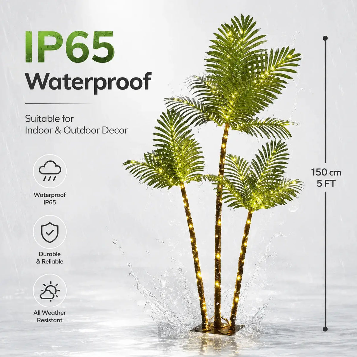Artificial Palm Tree | LED Lights | USB Powered | 5 Ft
