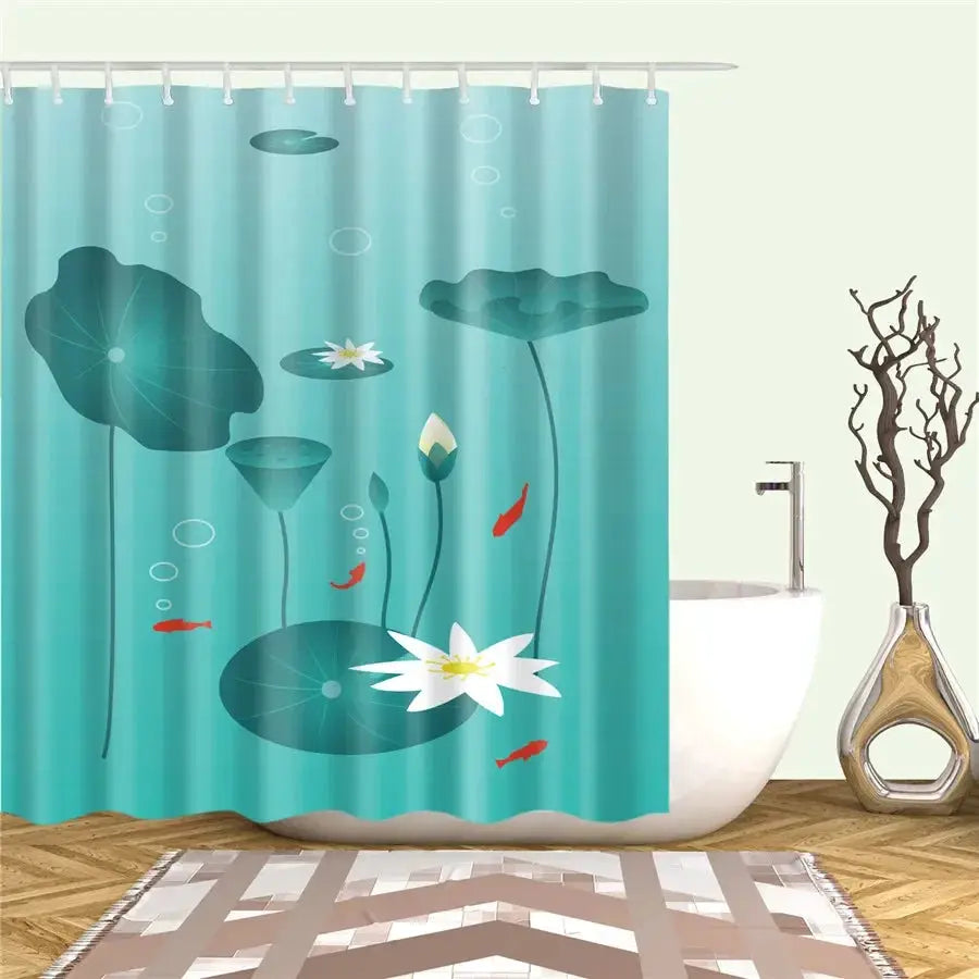 3D Flower Plum Blossom Lotus Lavender Rose Shower Curtains Bathroom Curtain Frabic Waterproof Polyester Bath Curtain with Hooks from PriceLows™