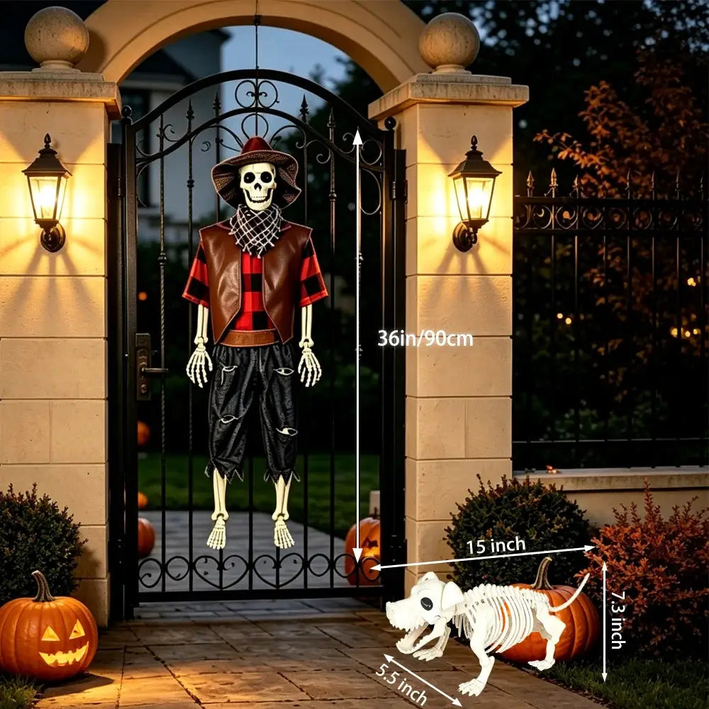 Halloween Skeleton Set | 36 Inch Posable Joints | Plastic | Cowboy Theme
