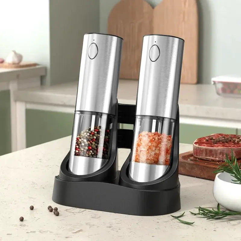 Electric Salt Pepper Grinder Set | USB Charge Base | Large Capacity | Stainless