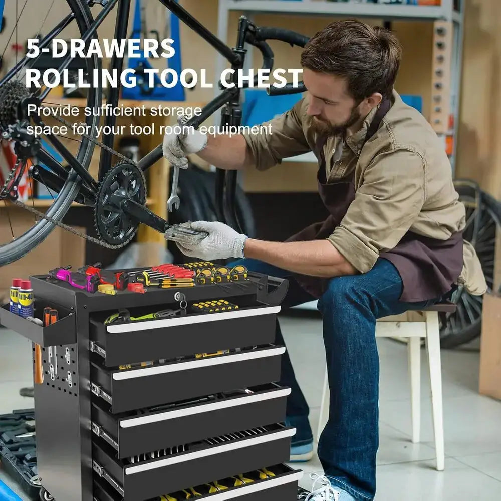 5 Drawers Rolling Tool Chest with Wheels, Lockable Portable Metal Tool Box Workbench for Garage Workshop Warehouse from PriceLows™