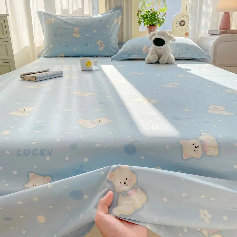 All Season Comfort 100% Cotton Flat Sheet , Soft Breathable Cute Cartoon Print Top Sheet, Wrinkle Resistant Fade Resistant from PriceLows™