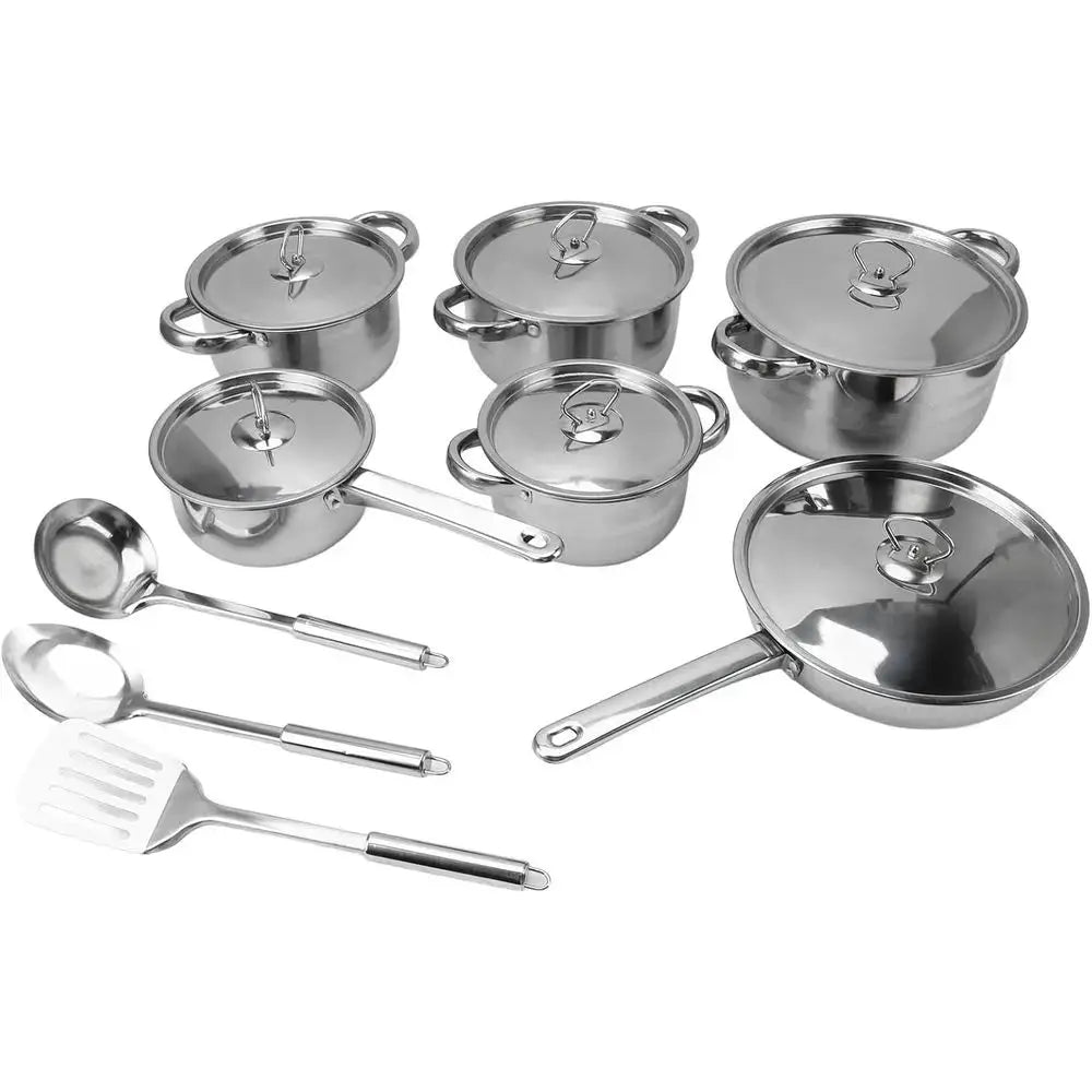 Kitchen Cookware Set: Stainless Steel Pots and Pans with Lids for Home Cooking from PriceLows™
