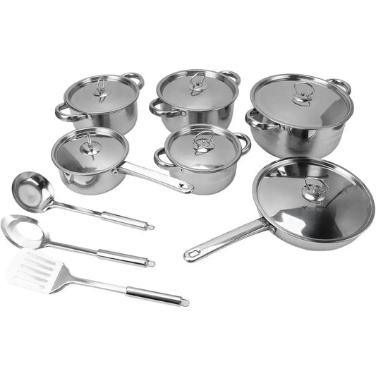 Kitchen Cookware Set: Stainless Steel Pots and Pans with Lids for Home Cooking from PriceLows™