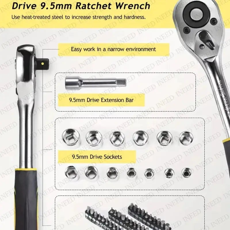 108 Pcs/set Socket Wrench Auto Repair Tool Combination Package Mixed Tool Set Hand Tool Kit with Plastic Toolbox Storage Case from PriceLows™