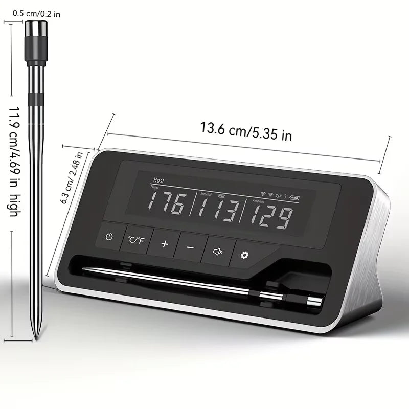 Smart Wireless Meat Thermometer | 5mm Thin Probe | Bluetooth LCD | Grill Oven