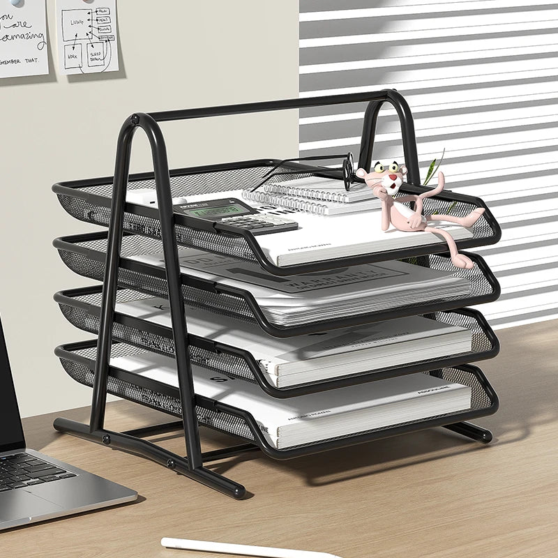 Metal Mesh File Tray | Four Layer | Drawer Type | Office Desk Use